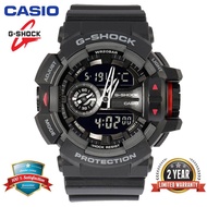 ต้นฉบับ G-Shock GA400 ผู้ชายนาฬิกาสปอร์ตคู่แสดงเวลา 200 เมตรกันน้ำกันกระแทกและกันน้ำเวลาโลก LED อัตโนมัติแสงกีฬานาฬิกาข้อมือพร้อมการรับประกัน 2 ปี Gshock GA-400-1B (พร้อมสต็อก)