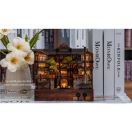 DIY Japanese Book Nook Kit Ginzan Onsen Miniature House with LED Light Bookshelf Decor Gift – Halom