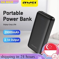 Awei PowerBank 20000mAh P47K Multiple Output Fast Charging 2.1A (Type C/ Micro USB)