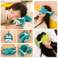 VibeCart‌ Cartoon 2-In-1 Neck Pillow With Eye Mask Cute Plush Doll Travel Pillow Portable Office Des