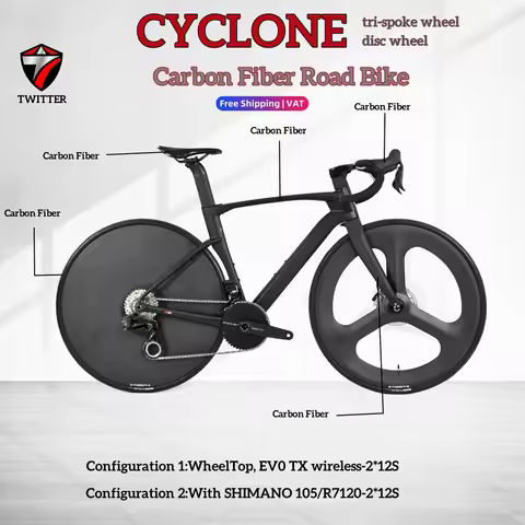TWITTER Cyclone Tri-Spoke Disc Closed Wheel WheelTop EVO-24S Carbon Road Bike 105/R7120 24S Bicycle 