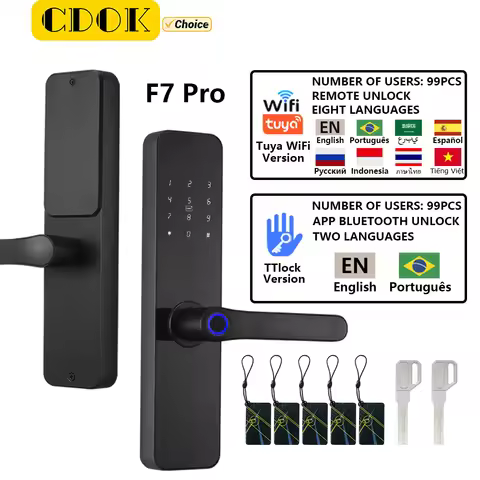 CDOK F7 Pro TuyaWiFi/TTlock Bluetooth smart lock, fingerprint lock, hotel apartment door lock, remot