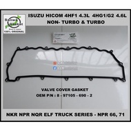 Isuzu Hicom 4HF1 4.3L 4HG1 4.6L Valve Cover Gasket - Sanwa Japan OEM P/N 8-97105-690-2 for NPR66 NPR