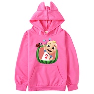 [In Stock] cocomelon Girl Outfits Cartoon Cotton Blend Autumn Casual Long-sleeved Anime Hoodies Boys Girls Kid's Clothes Pullover Top