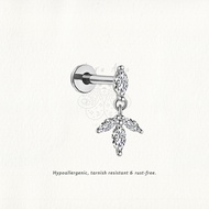 Nora Ana Triple Marquise Dangle Threaded Stud Flatback Earring Titanium ASTM-F136 Surgical Implant G