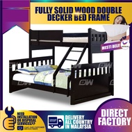 Queen / King + Single Size Fully Solid Wood Double Decker Bed Frame/ Wooden Bedframe / Wooden Bed Bed / Adult Bedframe / Large Bed / Homestay Bed / Master Bedroom Bed / Katil Kayu by IFURNITURE