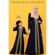 Jubah Dress Princess Diana Sedondon Ibu Anak PD04 Navy Blue | Baju Raya Sedondon