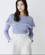 🌾日牌（藍）預購 jusglitty 貴牌 優雅 靚色 先邊領袖 珍珠鈕扣 針織上衣