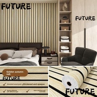 HL-FUTU Wall Stickers, Self-adhesive 0.6x3m  Foam Ceiling, Linear Wood Pattern Peel and Stick Waterp
