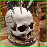 Skull Knives Holder for Kitchen Halloween Scary Knives Block Skeleton Knives Stand Gothic Fruit Stor