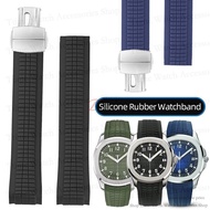 7/17✈21mm Silicone Strap with Metal Pins for Patek Philippe For Aquanaut pp Series 5164a 5167a Strap