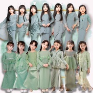 🍐MINT GREEN ( 30 DESIGN ) Baju Kurung Raya Budak Peplum Kids Tema Sage Green/ Dusty Green / Olive Green