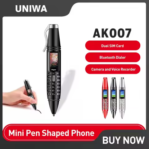 UNIWA AK007 2G GSM Mini Pen Shaped Phone 0.96" Dual Sim Mobile Phone Dialer Magic Voice MP3 FM Voice