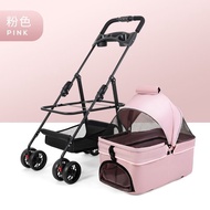 🐘Pet Stroller Dog Cat Portable Foldable out Pet Trolley Small Dog Stroller Detachable Cab00