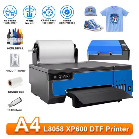 DTF Printer A4 XP600 DTF T shirt Printing Machine Direct Transfer Film A4 DTF Printer Bundle with DT