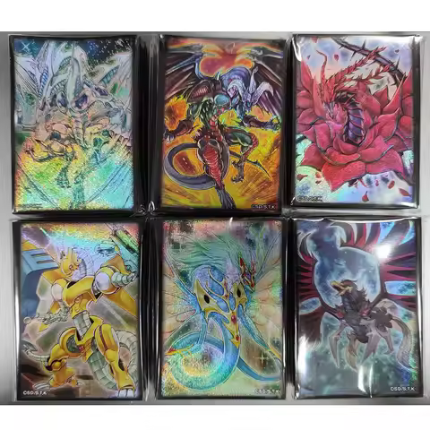 70PCS Genuine Yugioh Card Sleeves Yu-Gi-Oh! 5DS Yusei Fudo Rose Dragon Red-Eyes Black Stardust Drago