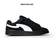 EMOE - EXCEL BLACK-MONO, Men's and Women's Casual Sneakers, Elegant BLACK Suede Casual Shoes, Rubber