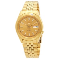 [Creationwatches] Seiko 5 Gold Tone Stainless Steel Gold Dial 21 Jewels Automatic SNXC34J5 Mens Watch