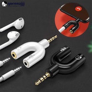 QUENNA U Type Adapter Dual 3.5 MM Headphone Plug Audio Cables Splitter Microphone 2 In 1 Swivel Conn