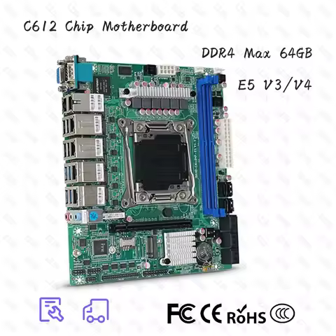 All in One X99 Motherboard C612 Chip for NAS Router Sever Support 6x2.5GbE I226 Network 10xSATA Raid