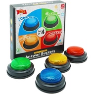Set of 4 Buzzers for Trivia Games, Answer Buzzers for Classroom, Family Feud Jeopardy Buzzer, Game B