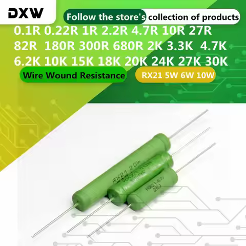 10PCS/Lot RX21 5W 6W 10W Wire Wound Resistance 5% 0.01~33K 4.7 10 20 22 27 47 51 100 120 200 220 330
