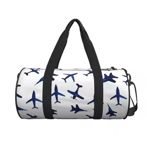 Random Airplanes Pattern Aviation Fighter Pilot Large Duffle Gym Bag Waterproof Duffle Travel Bags H