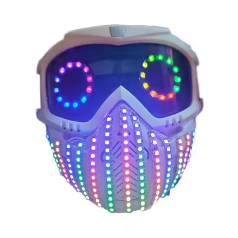 LED Light Up Mask Cyberpunk Futuristic Mask for Halloween Cosplay Party Rave Festival Glowing LED Ma