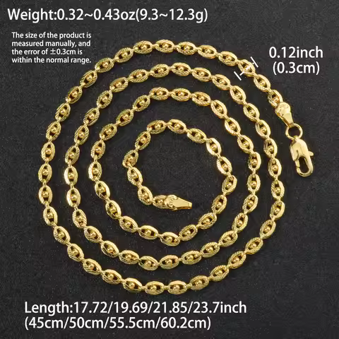 750 Italy 18k Gold-plated Copper Necklace Dubai Woven Bead Chain Neck Chain Jewelry Accessory Party 