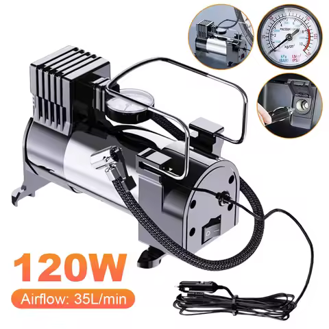 12V Electric Tire Inflator with Pressure Gauge Car Tire Pump Cylinder Power System Auto Inflatable P