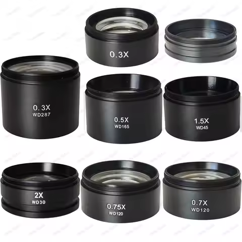 0.3X 0.5X 0.7X 0.75X 1X 1.5X 2.0X Auxiliary Barlow Objective Lens M48mm Thread For Zoom Stereo Binoc