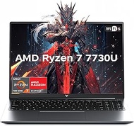 Gaming Laptop, 16.0inch Laptop Computer with AMD Ryzen 7 7730U(8C/16T, Up to 4.5GHz), 16GB RAM 512GB