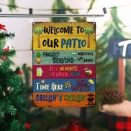 1pc Vintage Metal Tin Sign "Welcome To Our Terrace", Terrace Decor, BBQ Party, New Home, Housewarmin