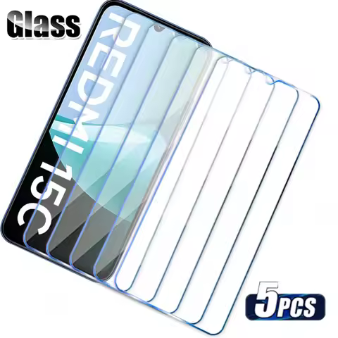 5PCS Tempered Glass for Xiaomi Redmi 15C 14C 13C 12C 15 13 12 4G 5G Screen Protectors on Redmi Turbo