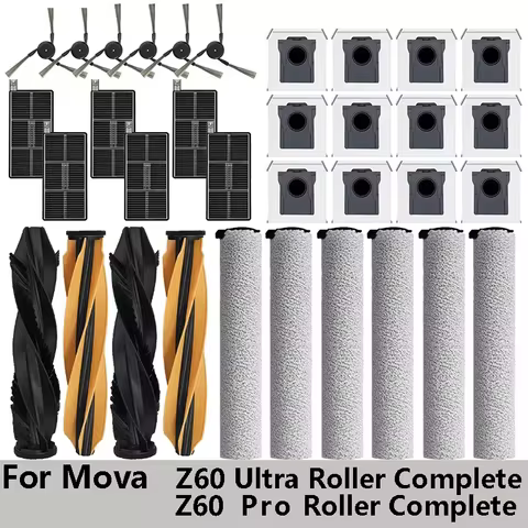 For MOVA Z60 Ultra Roller Complete/ Z60 Ultra Roller SA Roller Robot Vacuum Parts Main Side Brush Du