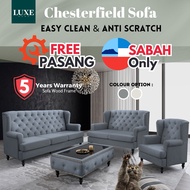 Sabah Sofa Set Murah Sofa Ruang Tamu Mewah Easy Clean Fabric Sofa Chesterfield 3 Seater Sofa 1 Seate