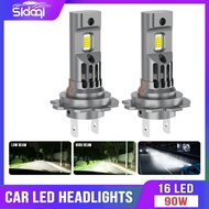2 Pieces H7 LED Headlight Bulb 90W 18000LM Super Bright Wireless Mini Car LED Headlight Bulb with Fa