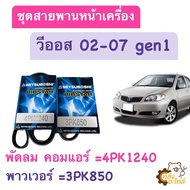 สายพานหน้าเครื่อง Toyota Vios 2003-2007 วีออส gen1 1NZ-FE Mitsuboshi สายพาน สายพานพัดลม สายพานพาวเวอ