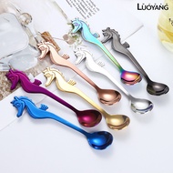 LY-Coffee Spoon Sea Horse Shape Polished 304 Stainless Steel Parties Events Dessert Spoon for Appetizers