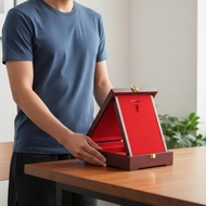 Easel Back Stand Wooden Medal Display Box Hidden Ribbon Storage Presentation Container Dustproof for