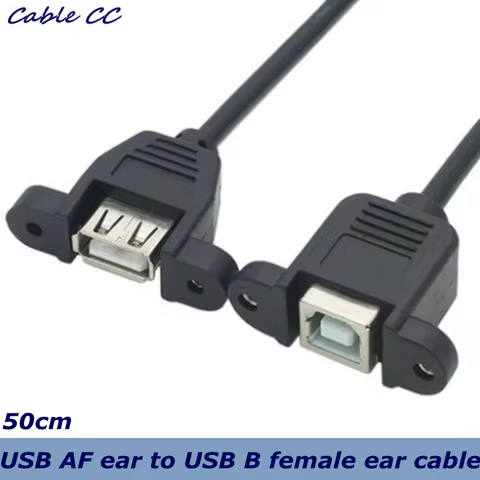 0.5m USB 2.0 A female to B female socket panel mounting screw fixed extension cable for computer pri