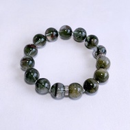 天然礦石 綠幽靈 12mm 綠碧璽 925純銀 手鍊