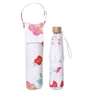 estaa - 日本直送 - 防UV 水彩風 短傘 折傘 雨傘 Large Mini - 水彩花朵 紅色／水彩花柄 レッド