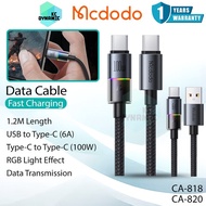 Mcdodo CA-818 Data Cable 6A Fast Charging Cable Mcdodo CA-820 100W Cable RGB Light Type-C Kabel 1.2M