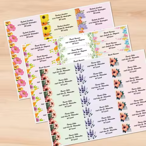 Colorful plant petals Personalized Return Address sticker Custom logo on Sheets Email Stamps Self Ad