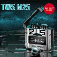 M25 TWS Earphones with Bluetooth 5.2, Noise Reduction, Digital Display, Immersive Gaming Headsets, L