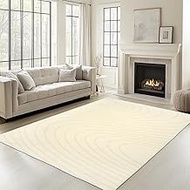Petmolico Beige Wave Area Rug 6x9ft