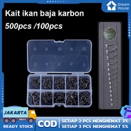 (dalam Stok Dikirim Dari Jakarta)500Buah Kait Ikan Baja Karbon Tinggi Ikan Tajam Dari No.3 S/d No.12