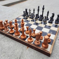 蘇聯金屬國際象棋套裝 1945 紅色黑色鋁製國際象棋棋子復古