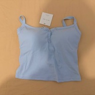BEIGY Light Blue Button Up Crop Tank Top size s